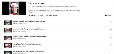 tribe playlist of audio Christmas interviews